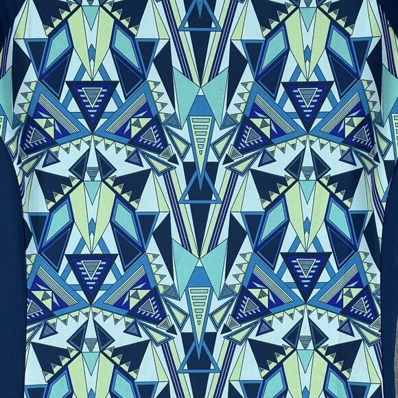 Title Nine Women XL Sleeveless Tunic Dress Blue Green Geometric Print Athleisure - Picture 5 of 14